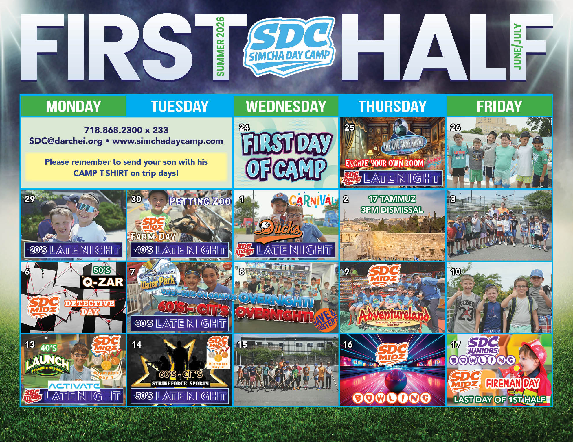 Simcha Day Camp Calendar 2026 First Half